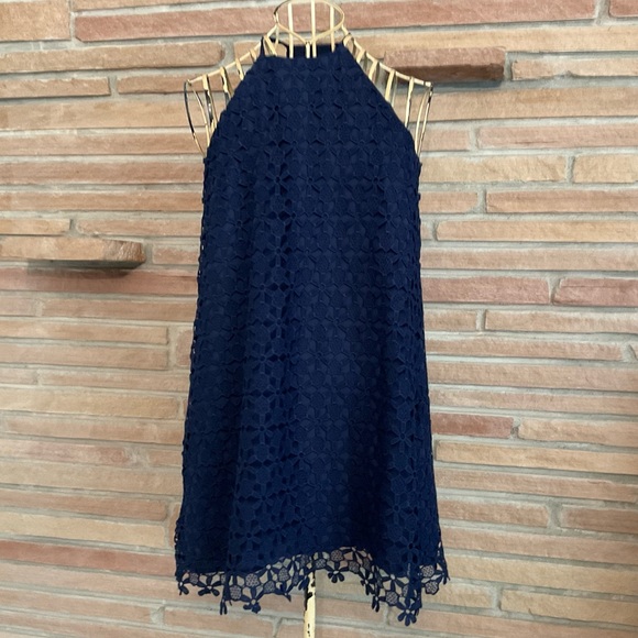 Chelsea28 Dresses & Skirts - Chelsea 28 Dark Blue Floral Crochet Lace Sleeveless Dress Small